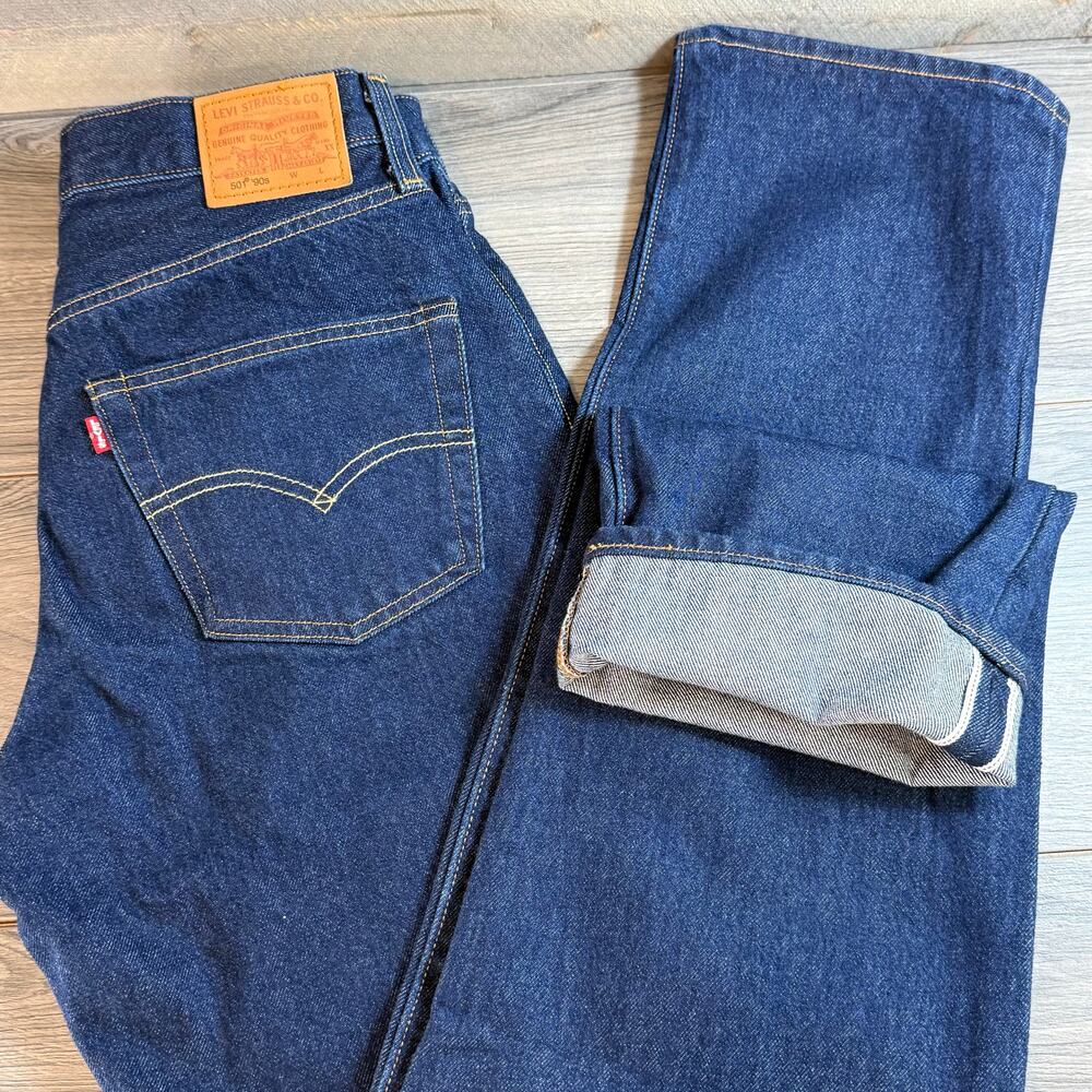 Levis 501 90's Straight Fit Jeans Size 27x36 Selvedge Denim Preppy USA Made